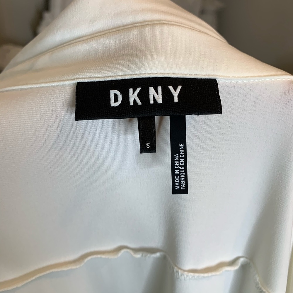Dkny Blouse, White Button Down, Small - image 4